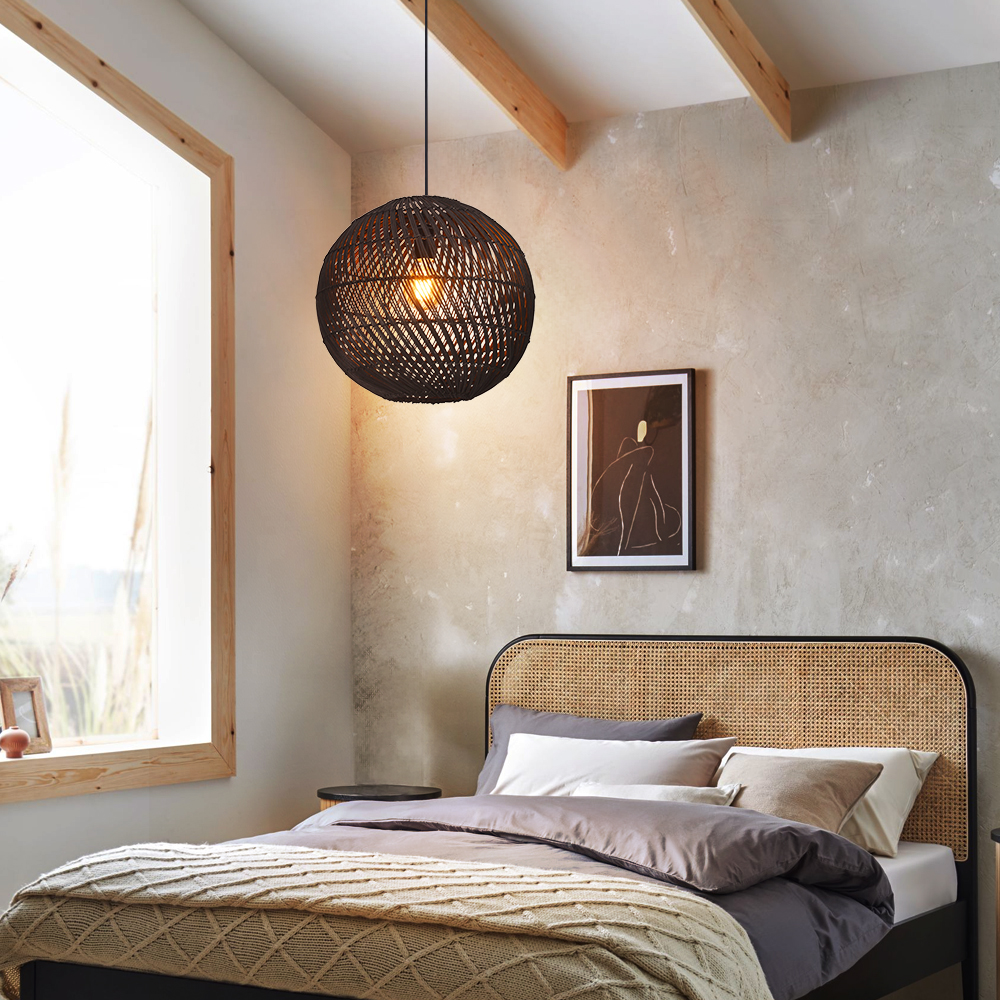 Southeast Asian Style Handmade Rattan Water-Pattern Shade Pendant Light