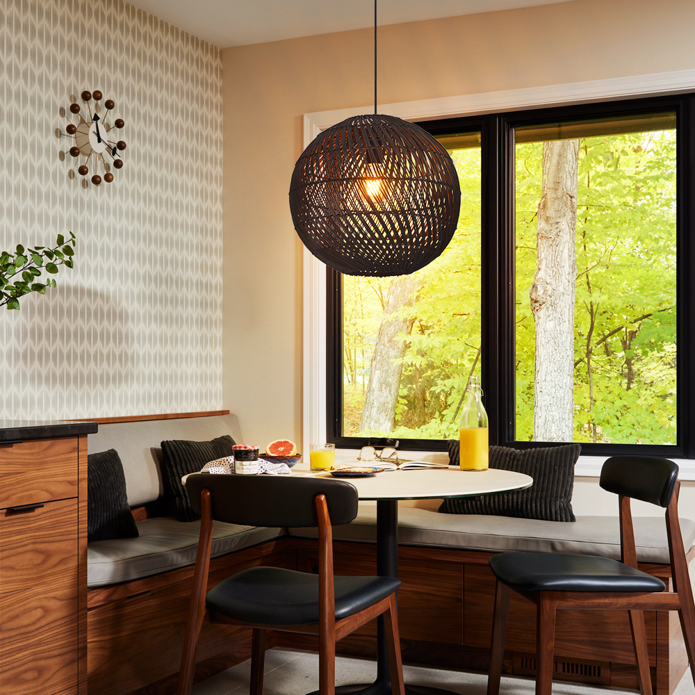 Southeast Asian Style Handmade Rattan Water-Pattern Shade Pendant Light