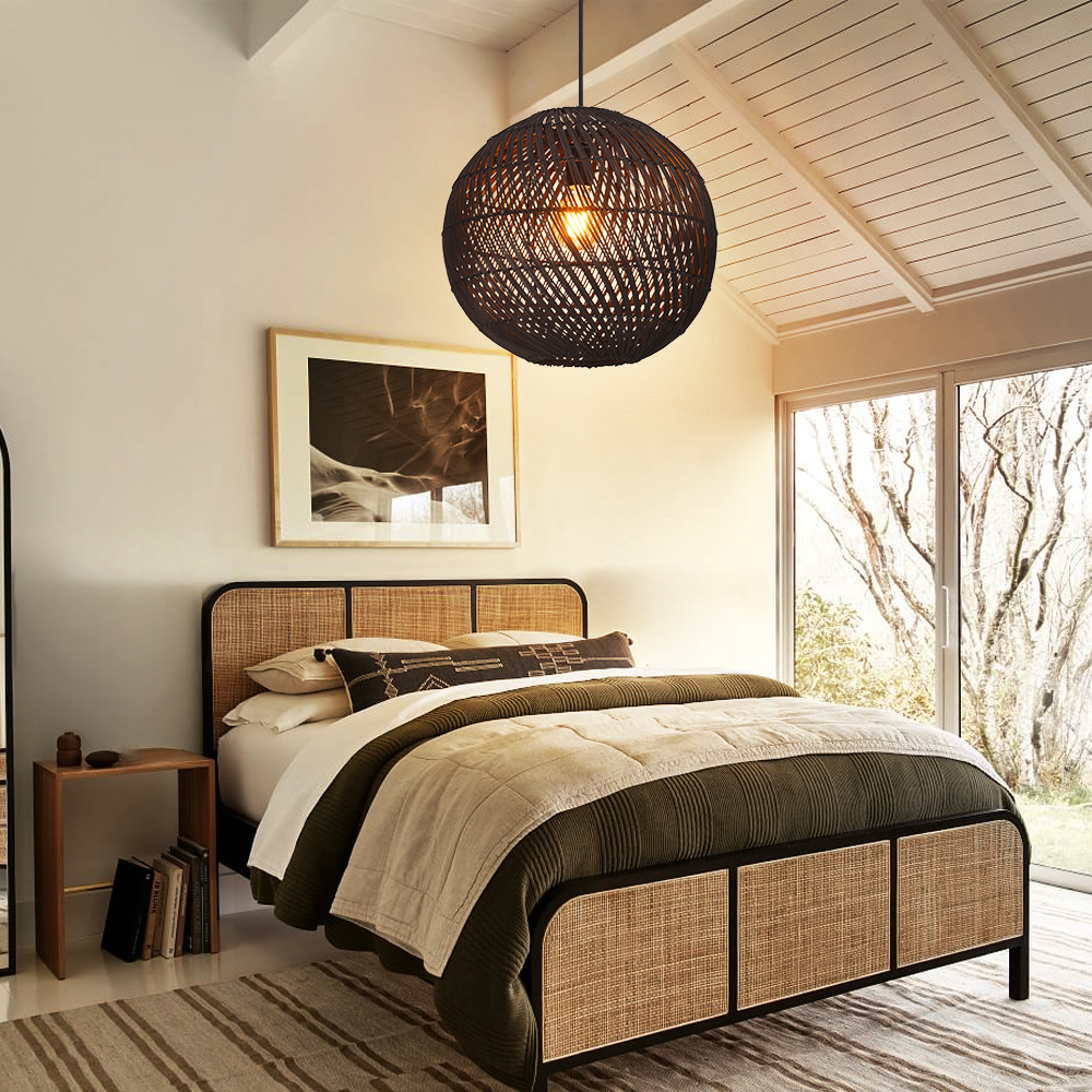 Southeast Asian Style Handmade Rattan Water-Pattern Shade Pendant Light