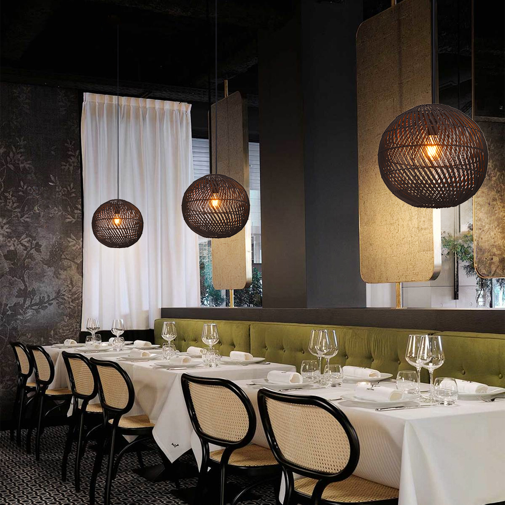 Southeast Asian Style Handmade Rattan Water-Pattern Shade Pendant Light