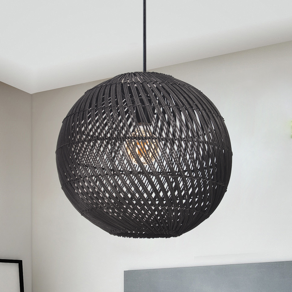 Southeast Asian Style Handmade Rattan Water-Pattern Shade Pendant Light