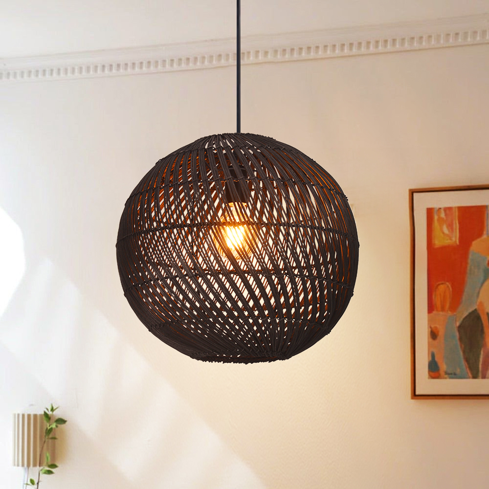 Southeast Asian Style Handmade Rattan Water-Pattern Shade Pendant Light