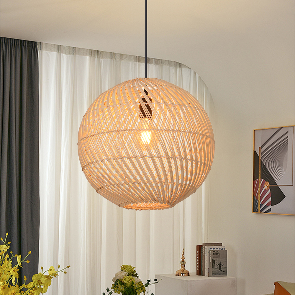 Southeast Asian Style Handmade Rattan Water-Pattern Shade Chandelier