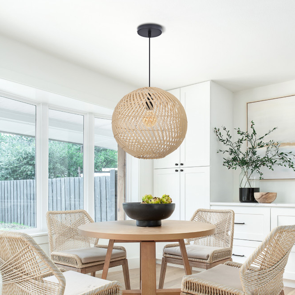 Southeast Asian Style Handmade Rattan Water-Pattern Shade Pendant Light