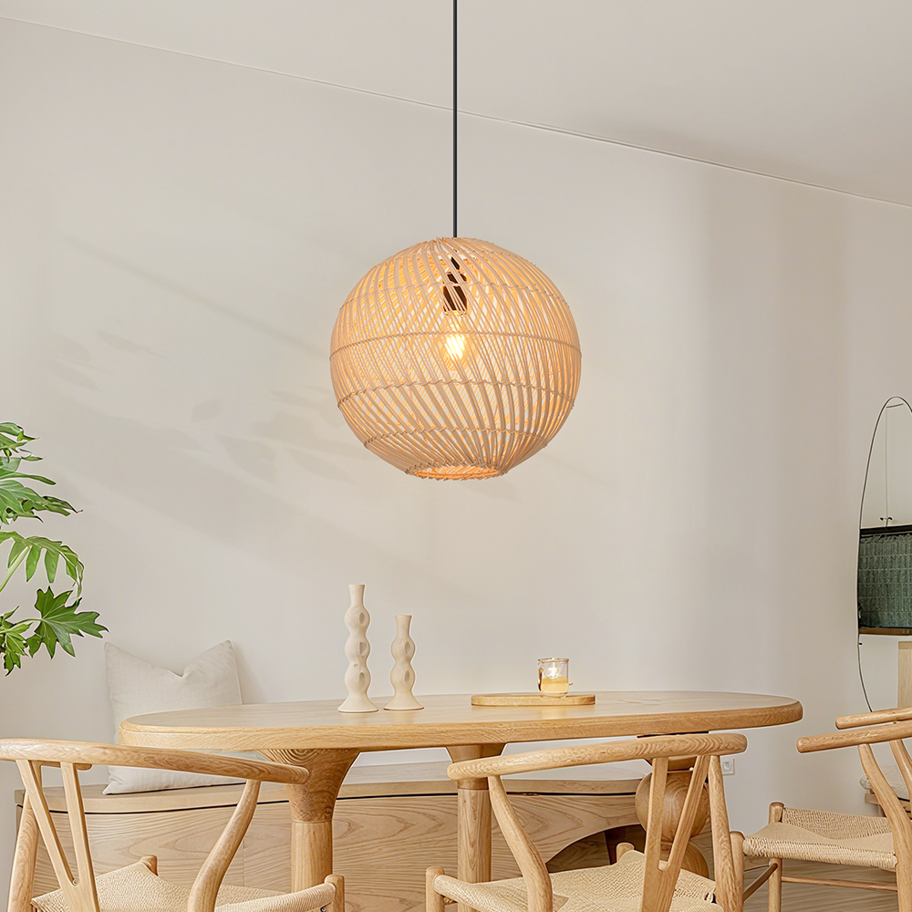 Southeast Asian Style Handmade Rattan Water-Pattern Shade Chandelier