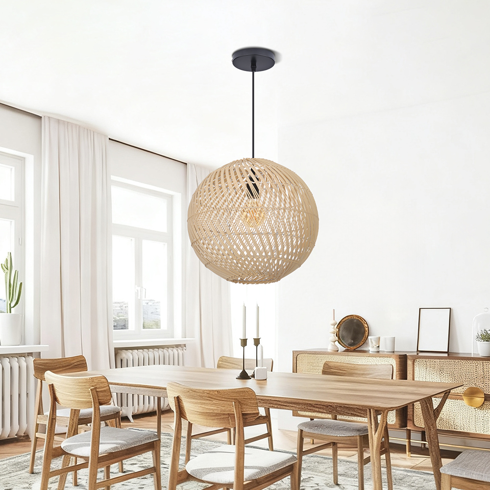 Southeast Asian Style Handmade Rattan Water-Pattern Shade Chandelier