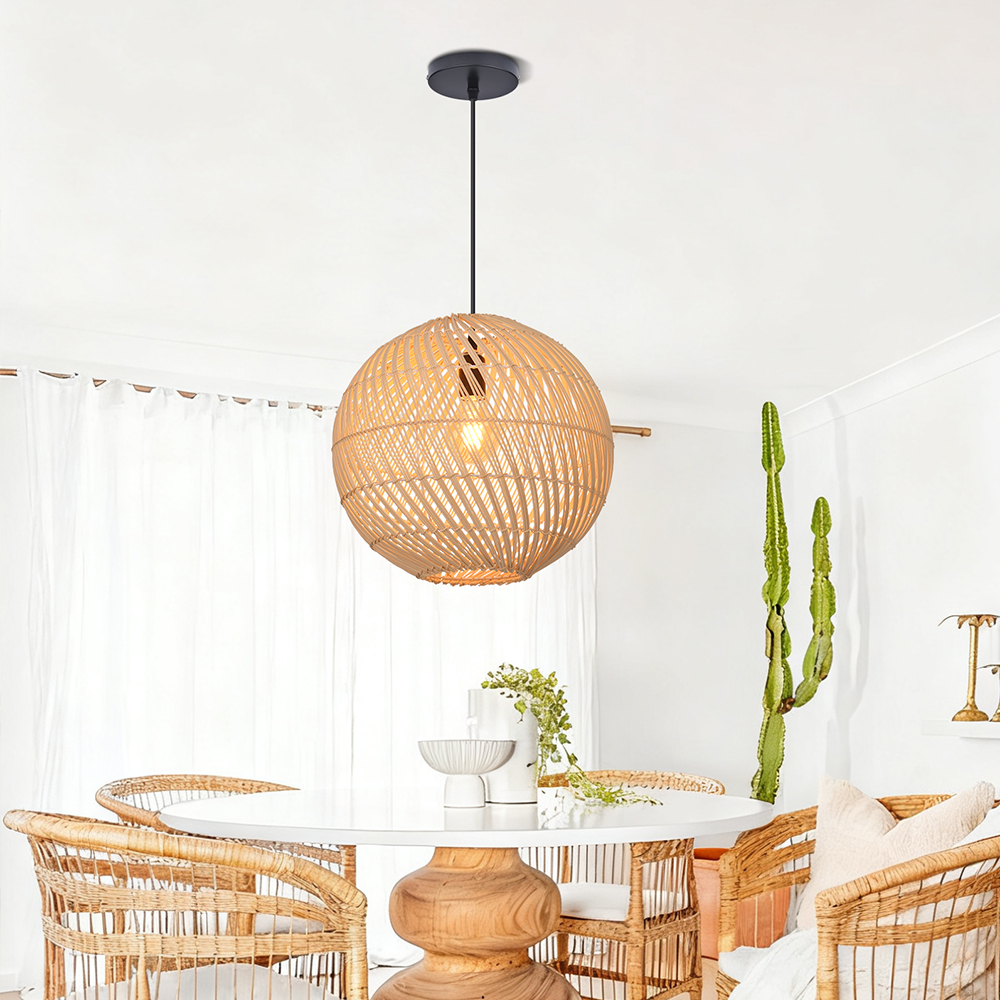 Southeast Asian Style Handmade Rattan Water-Pattern Shade Chandelier