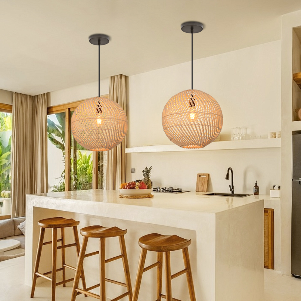 Southeast Asian Style Handmade Rattan Water-Pattern Shade Chandelier