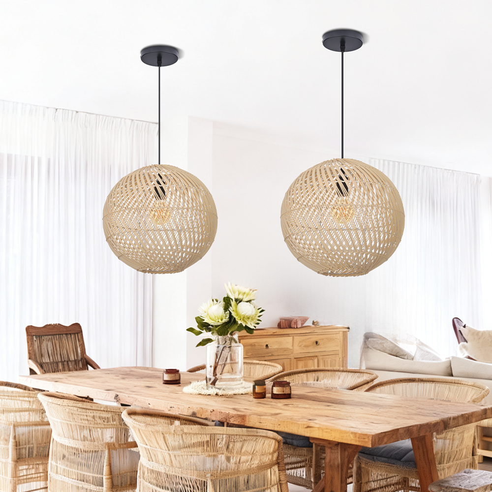 Southeast Asian Style Handmade Rattan Water-Pattern Shade Pendant Light