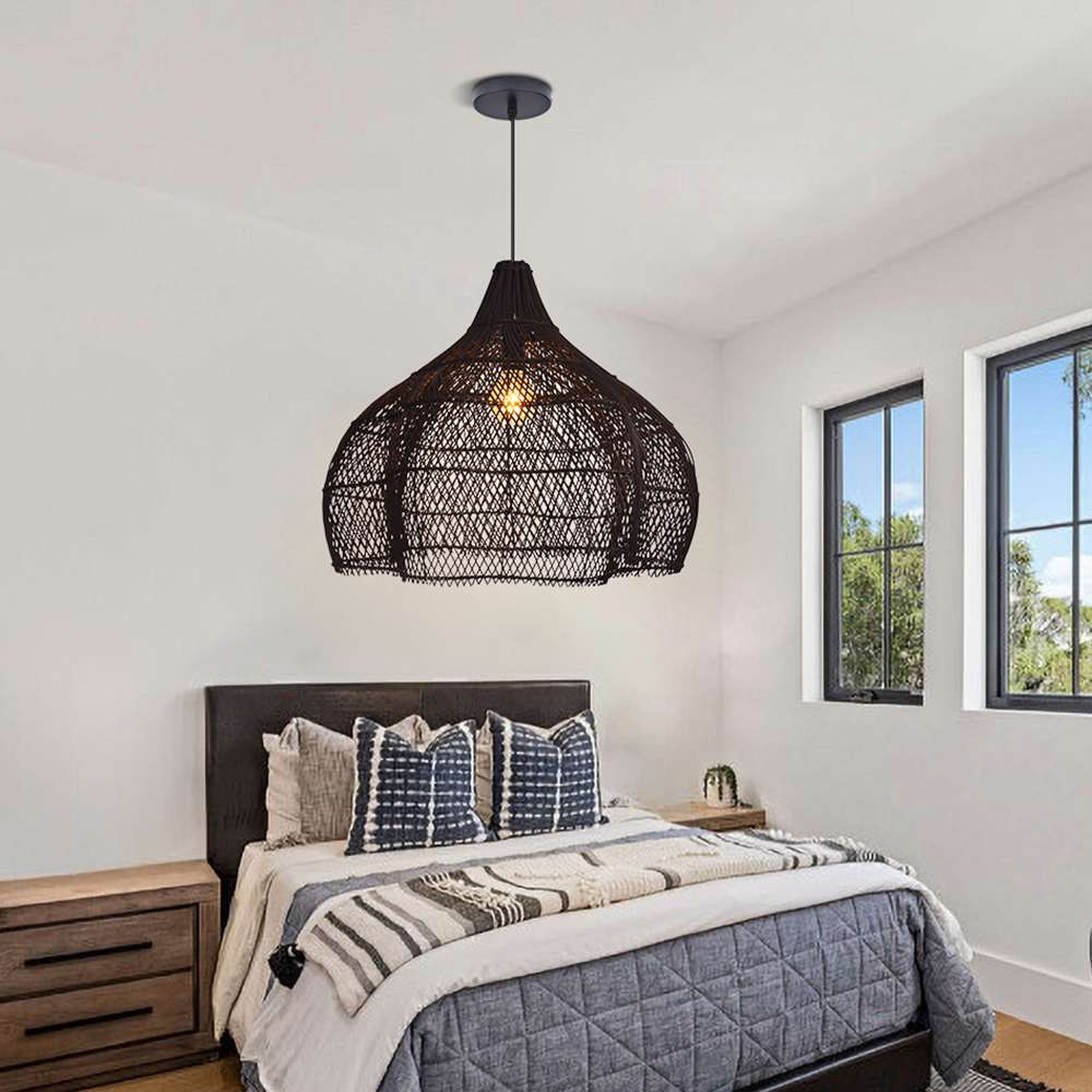 Southeast Asian Oversize Restaurant Chandelier Scandinavian Rattan Hanging Light
