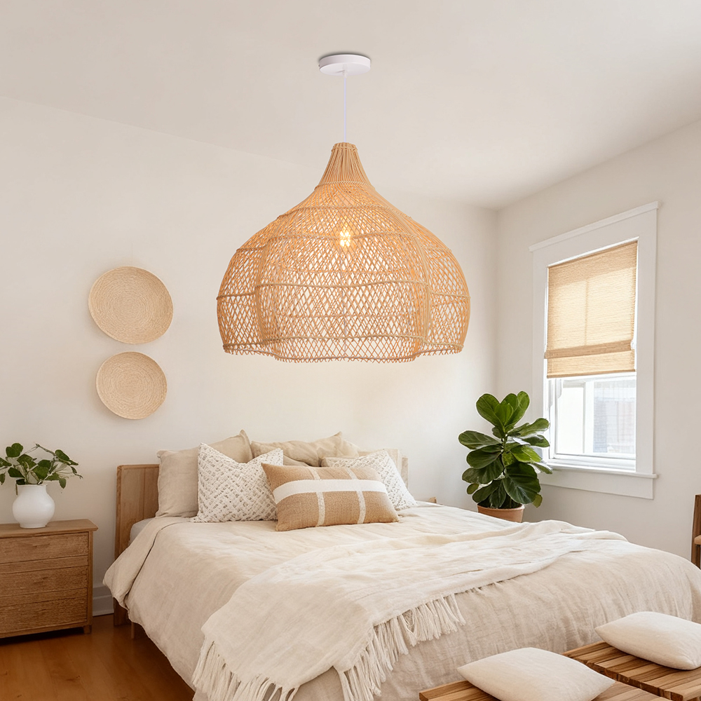 Wabi Sabi Rattan Chandelier Oversized Living Room Scandinavian Light