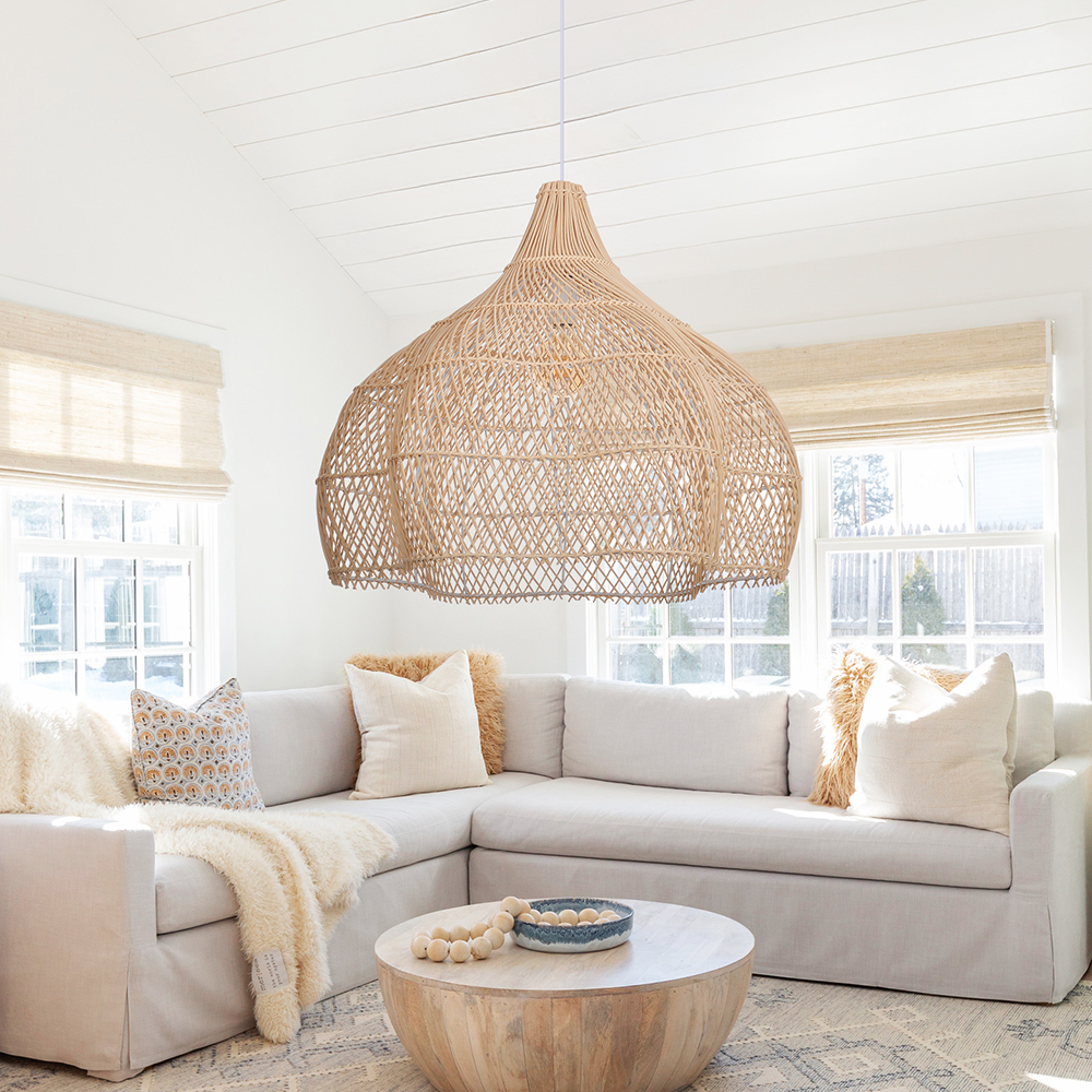 Wabi Sabi Rattan Chandelier Oversized Living Room Scandinavian Light