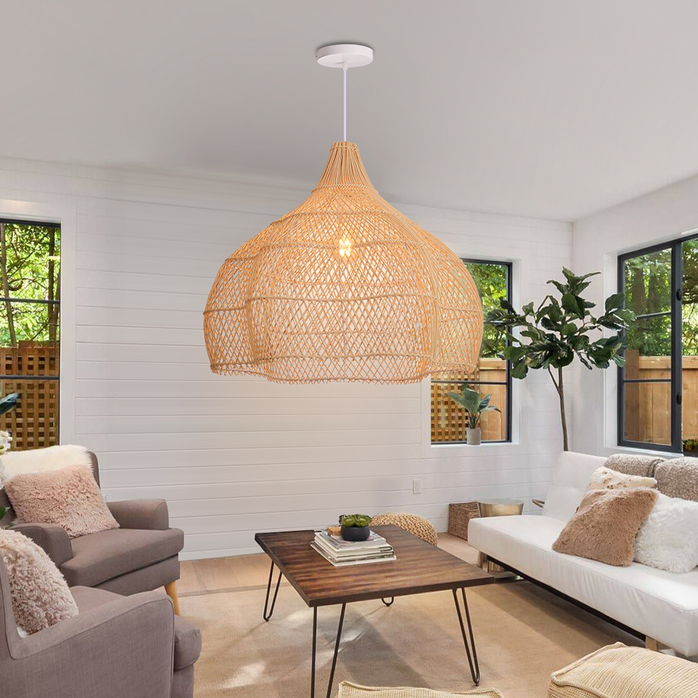 Wabi Sabi Rattan Chandelier Oversized Living Room Scandinavian Light