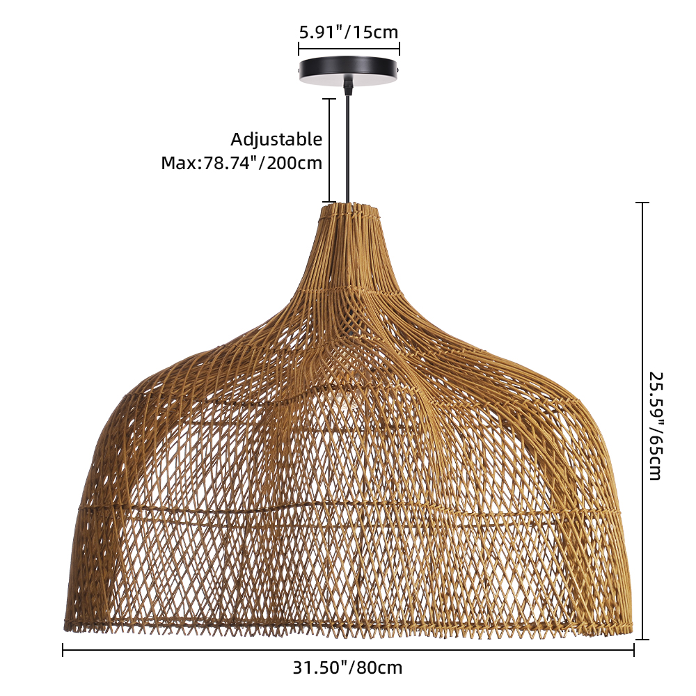 Southeast Asian Oversize Restaurant Chandelier Scandinavian Rattan Hanging Light