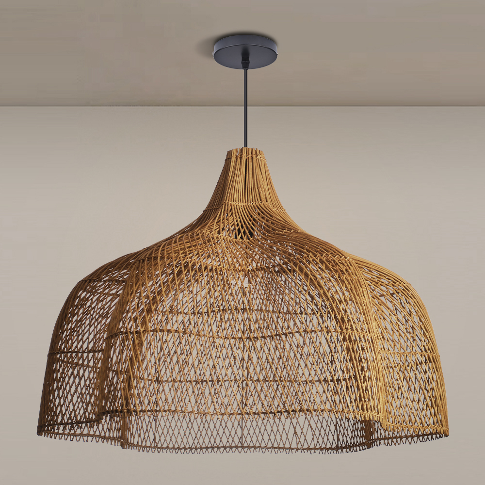 Southeast Asian Oversize Restaurant Chandelier Scandinavian Rattan Hanging Light