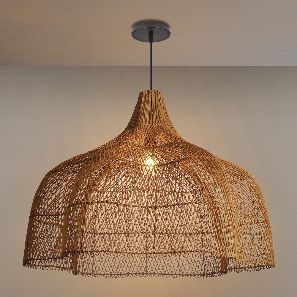 Southeast Asian Oversize Restaurant Chandelier Scandinavian Rattan Hanging Light