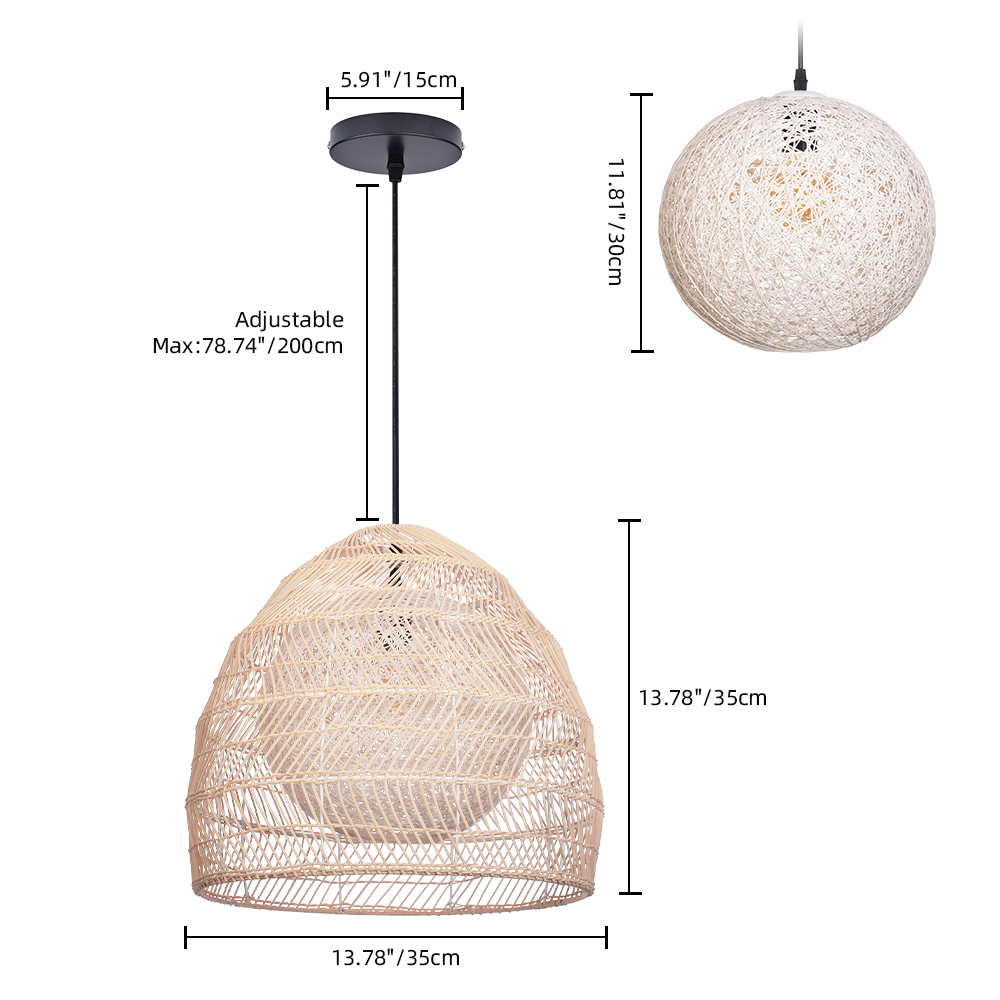 Luminaria Rattan Basket Pendant Light ampshade Simple Basket Rattan Chandelier