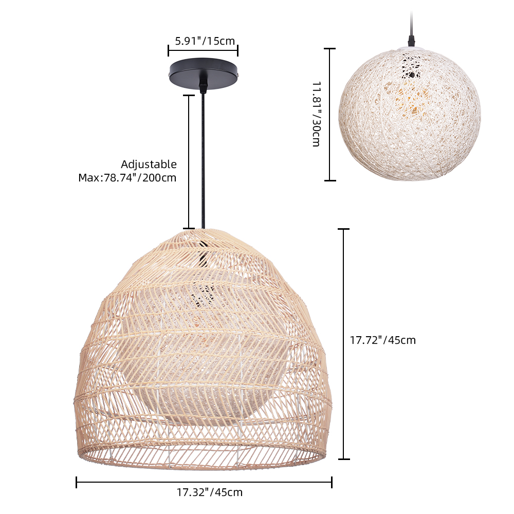 Luminaria Rattan Basket Pendant Light ampshade Simple Basket Rattan Chandelier