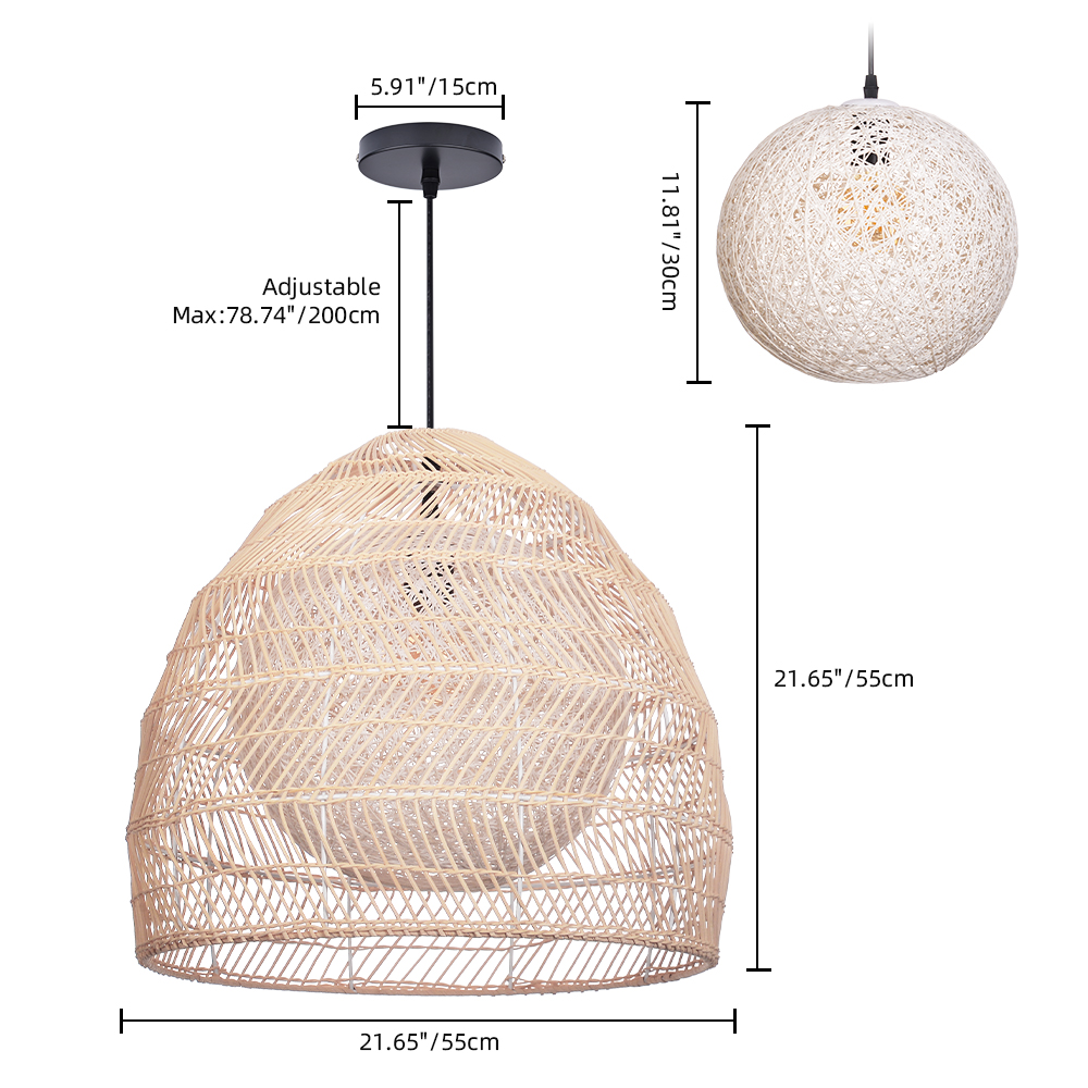 Luminaria Rattan Basket Pendant Light ampshade Simple Basket Rattan Chandelier