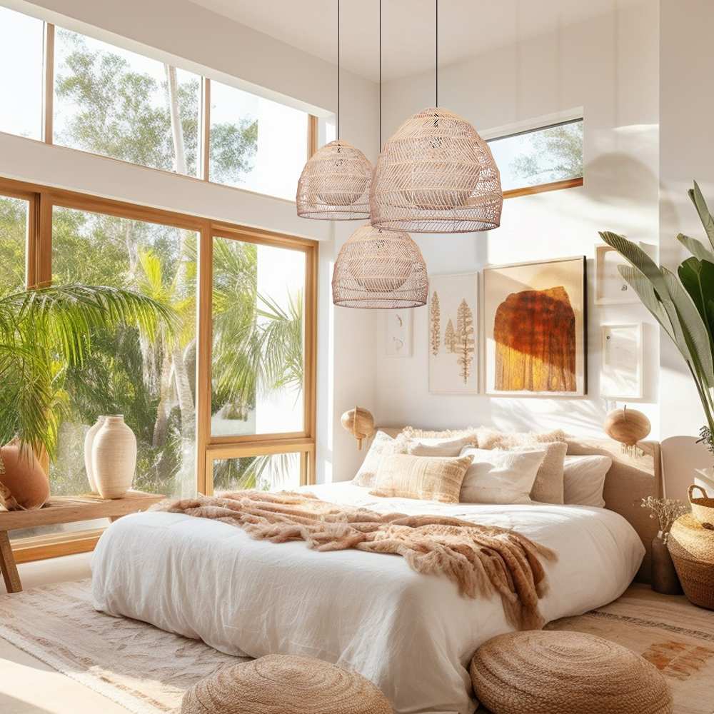 Luminaria Rattan Basket Pendant Light ampshade Simple Basket Rattan Chandelier