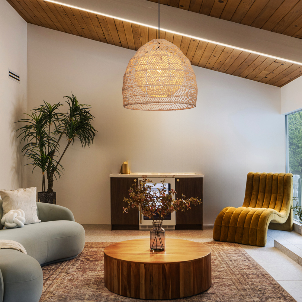 Luminaria Rattan Basket Pendant Light ampshade Simple Basket Rattan Chandelier