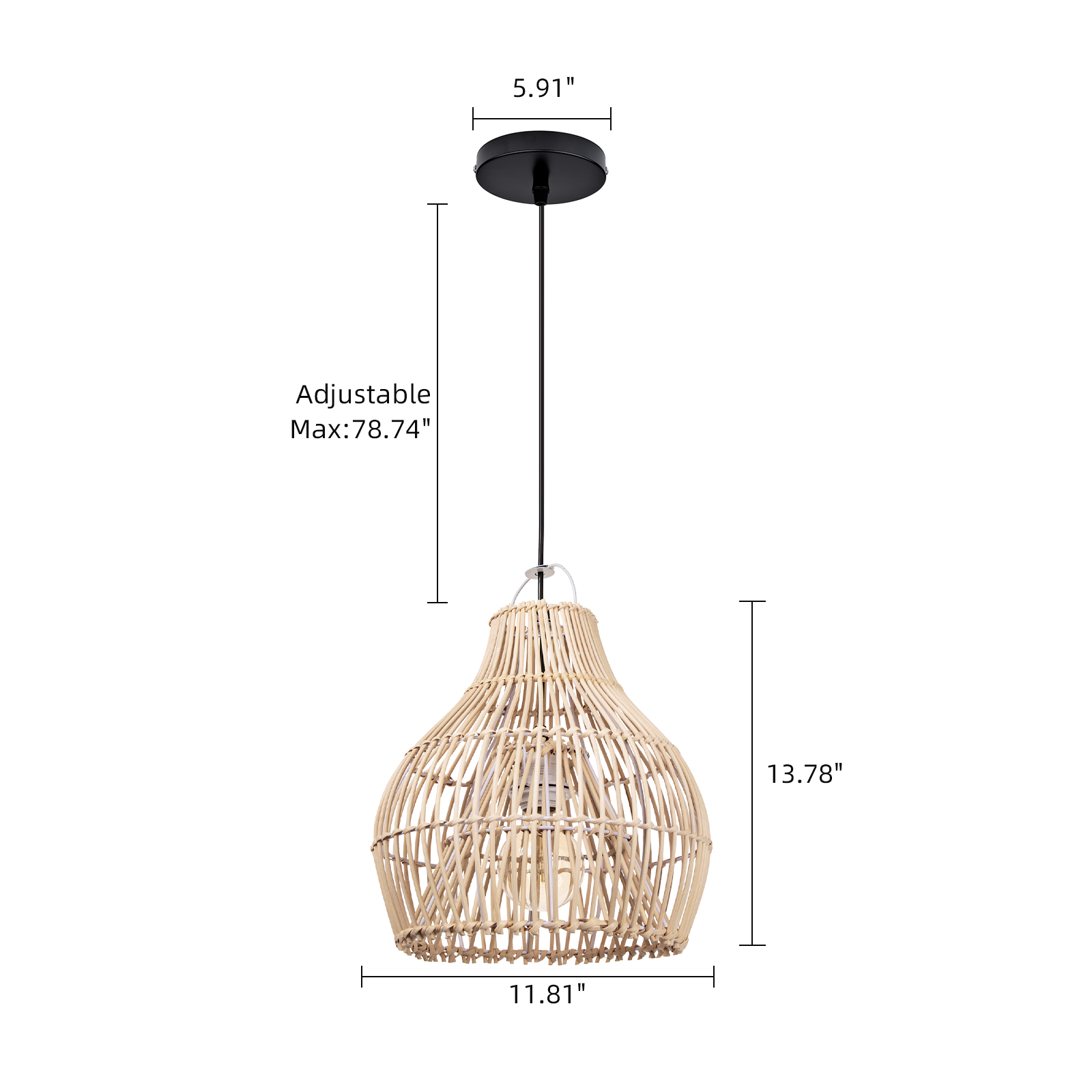 Handmade Rattan Pendant Light Rustic Woven Ceiling Lamp