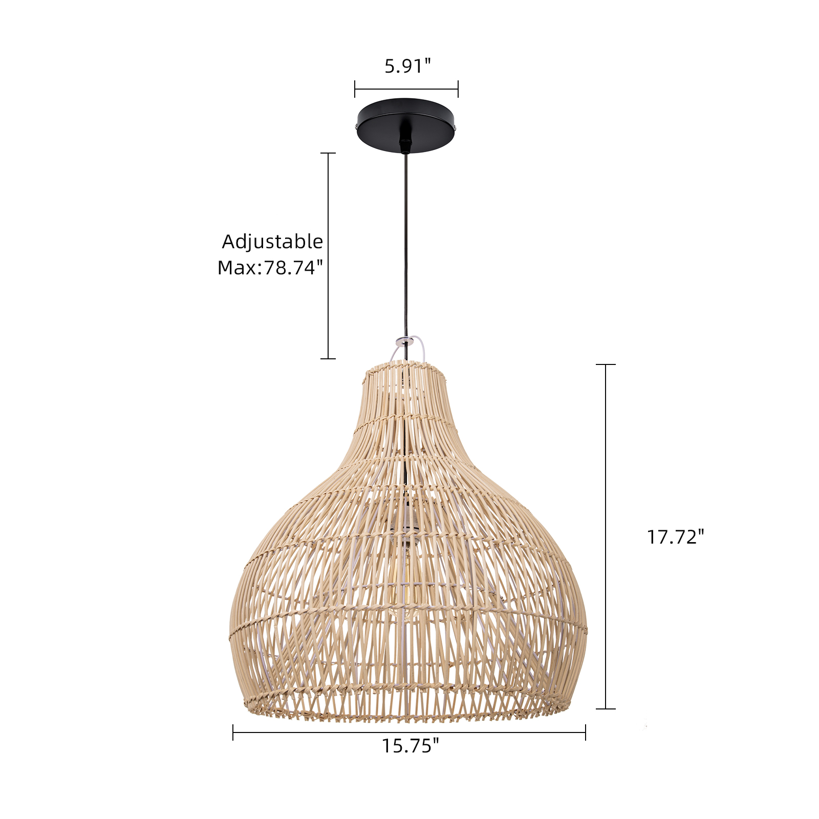 Handmade Rattan Pendant Light Rustic Woven Ceiling Lamp