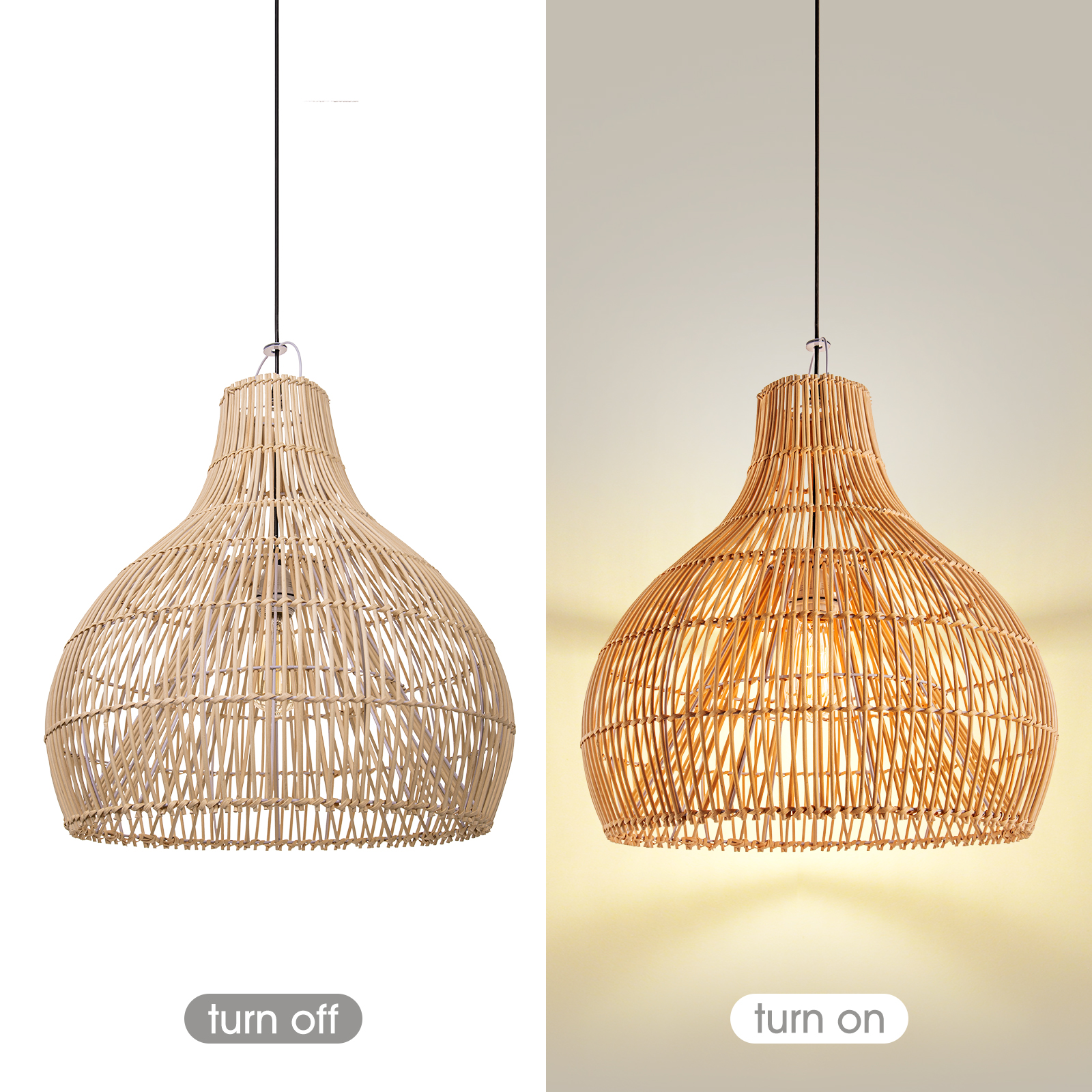 Boho Large Handmade Rattan Pendant Light