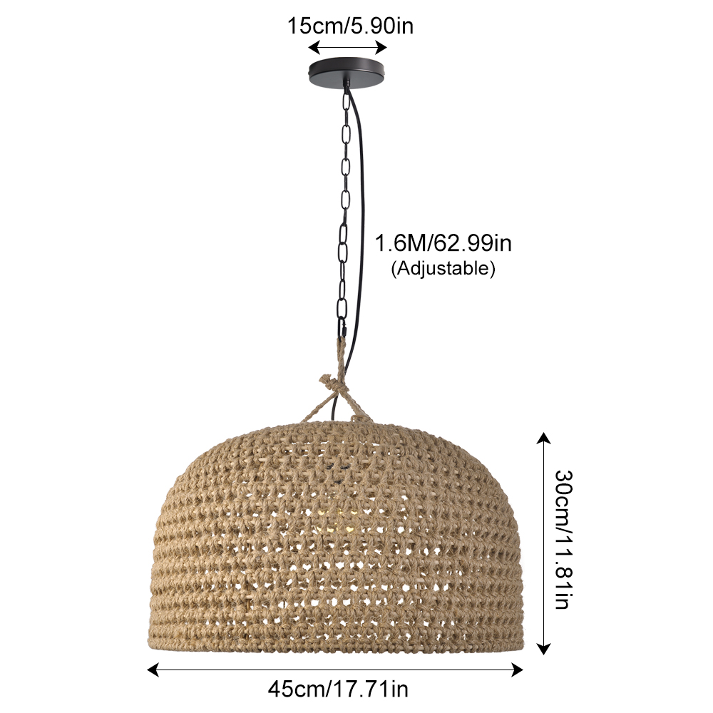 Retro Rattan Pendant Lights Kitchen Island Decor Hemp Rope Woven Lampshade