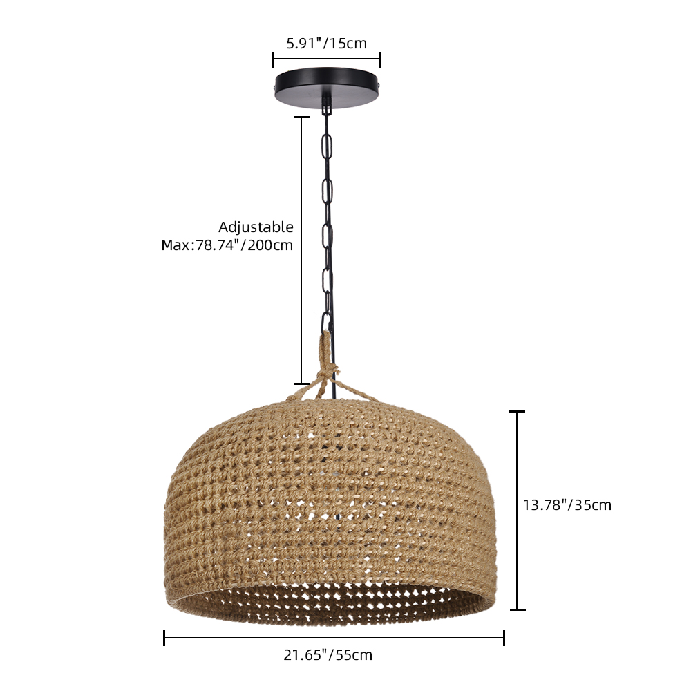 Retro Rattan Pendant Lights Kitchen Island Decor Hemp Rope Woven Lampshade