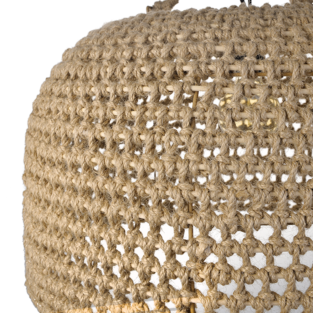 Retro Rattan Pendant Lights Kitchen Island Decor Hemp Rope Woven Lampshade
