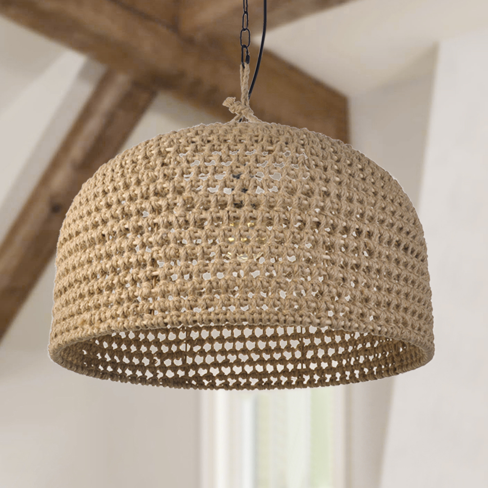 Retro Rattan Pendant Lights Kitchen Island Decor Hemp Rope Woven Lampshade