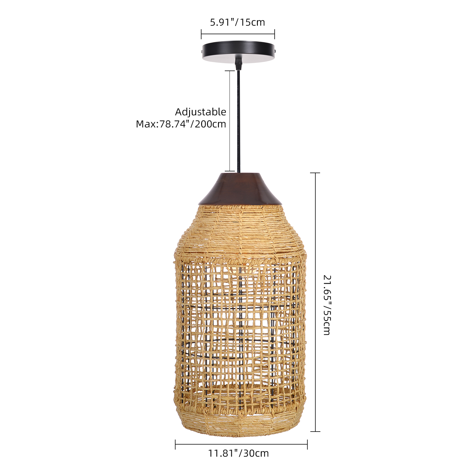Dining Room Oversize Wabi-sabi Rattan Pendant Lampshade Quality Handwoven Chandelier