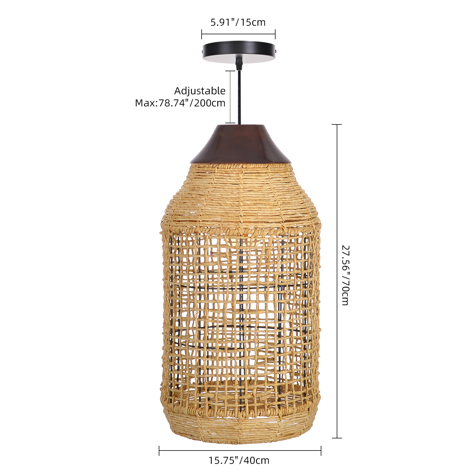 Dining Room Oversize Wabi-sabi Rattan Pendant Lampshade Quality Handwoven Chandelier