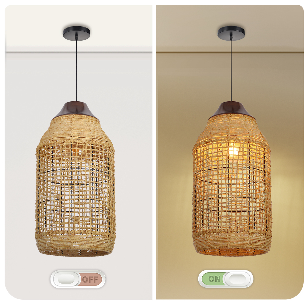 Dining Room Oversize Wabi-sabi Rattan Pendant Lampshade Quality Handwoven Chandelier