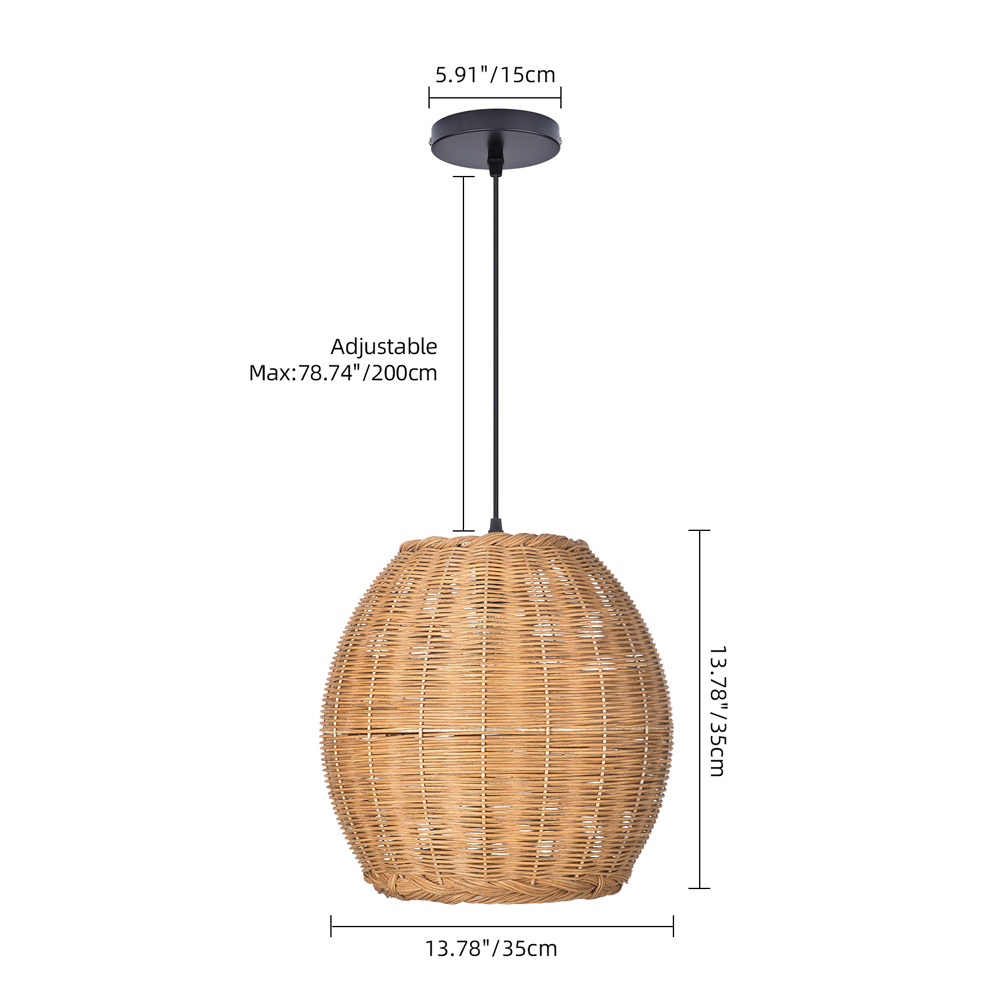 Rattan Pendant Light for Living Room & Bedroom Wabi-Sabi Natural Woven Hanging Lamp