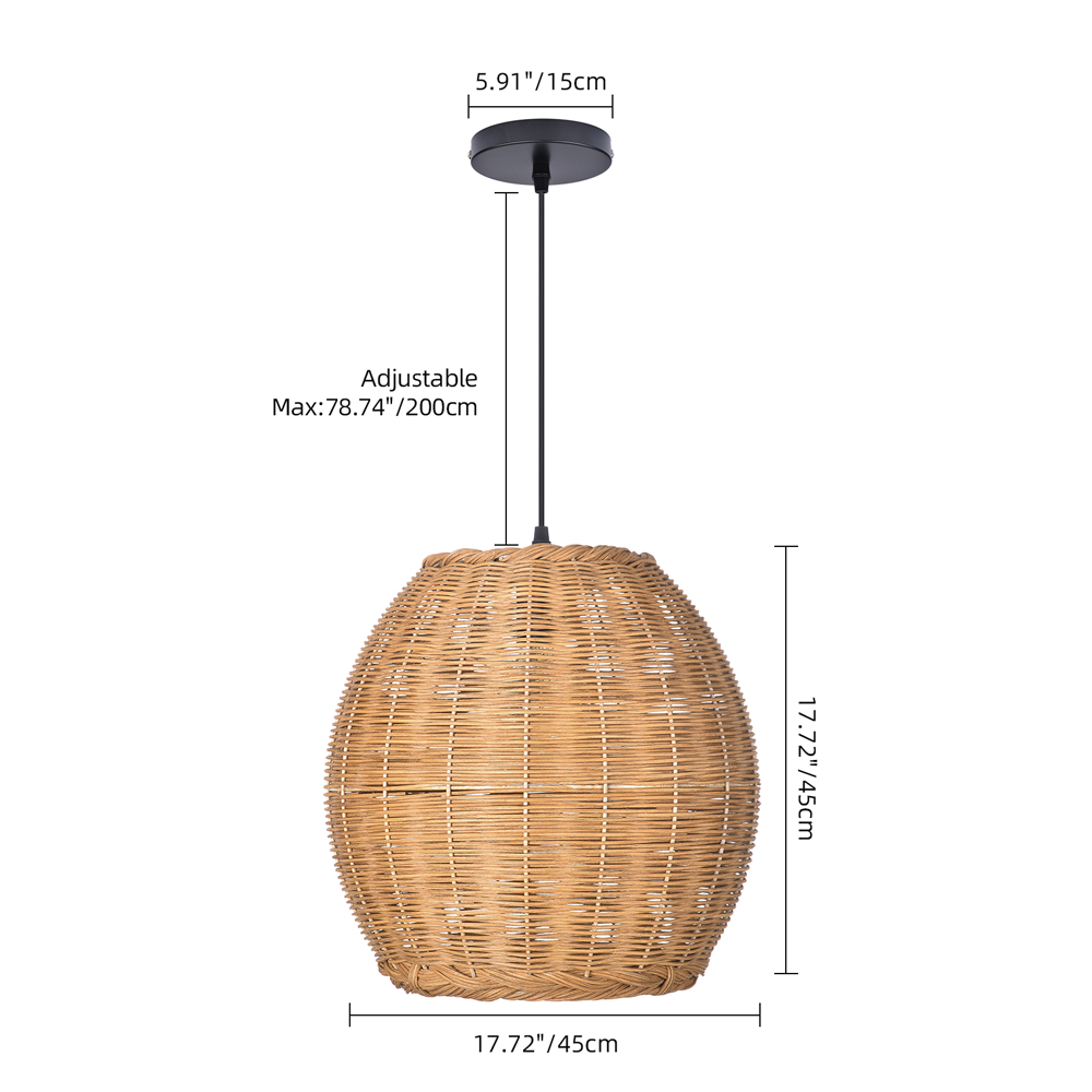 Rattan Pendant Light for Living Room & Bedroom Wabi-Sabi Natural Woven Hanging Lamp