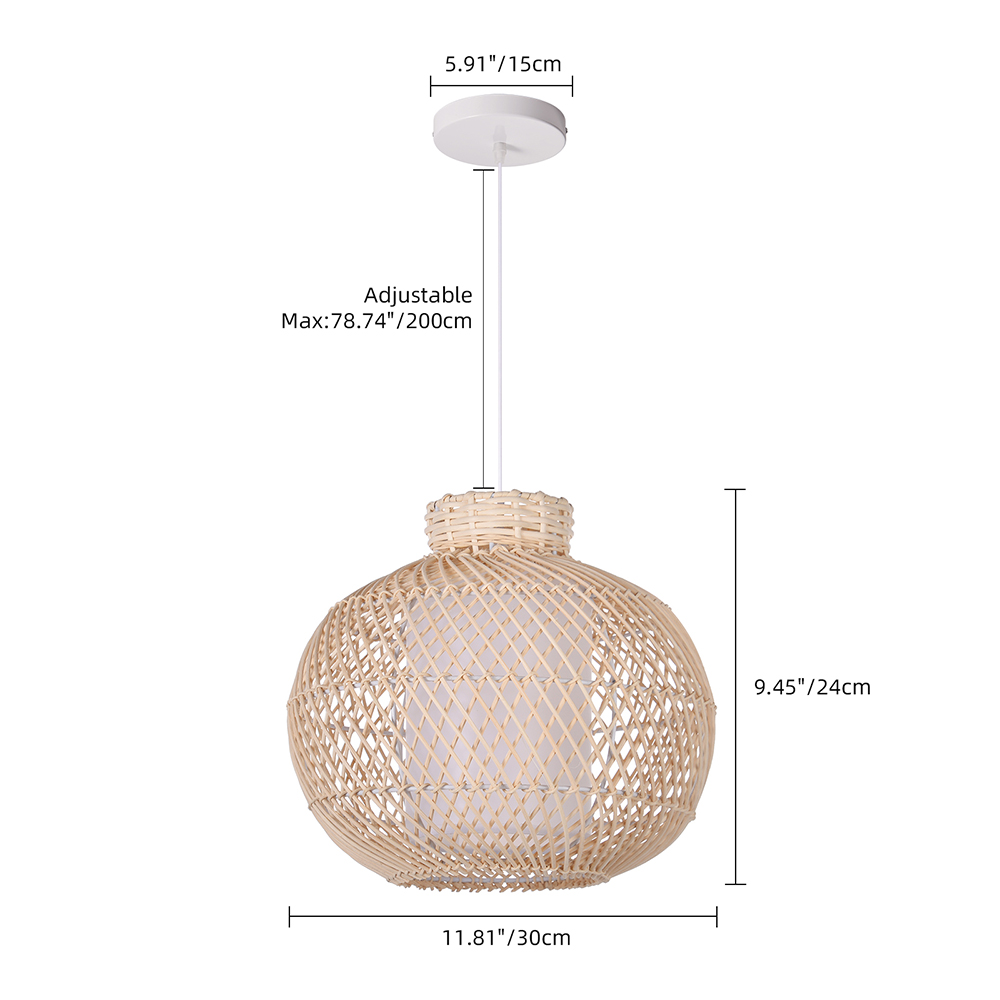 Boho Living Room Rattan Hanging Lighting Fixture Handmade Natural Pendant