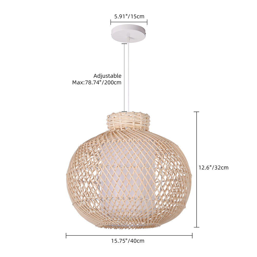 Boho Living Room Rattan Hanging Lighting Fixture Handmade Natural Pendant