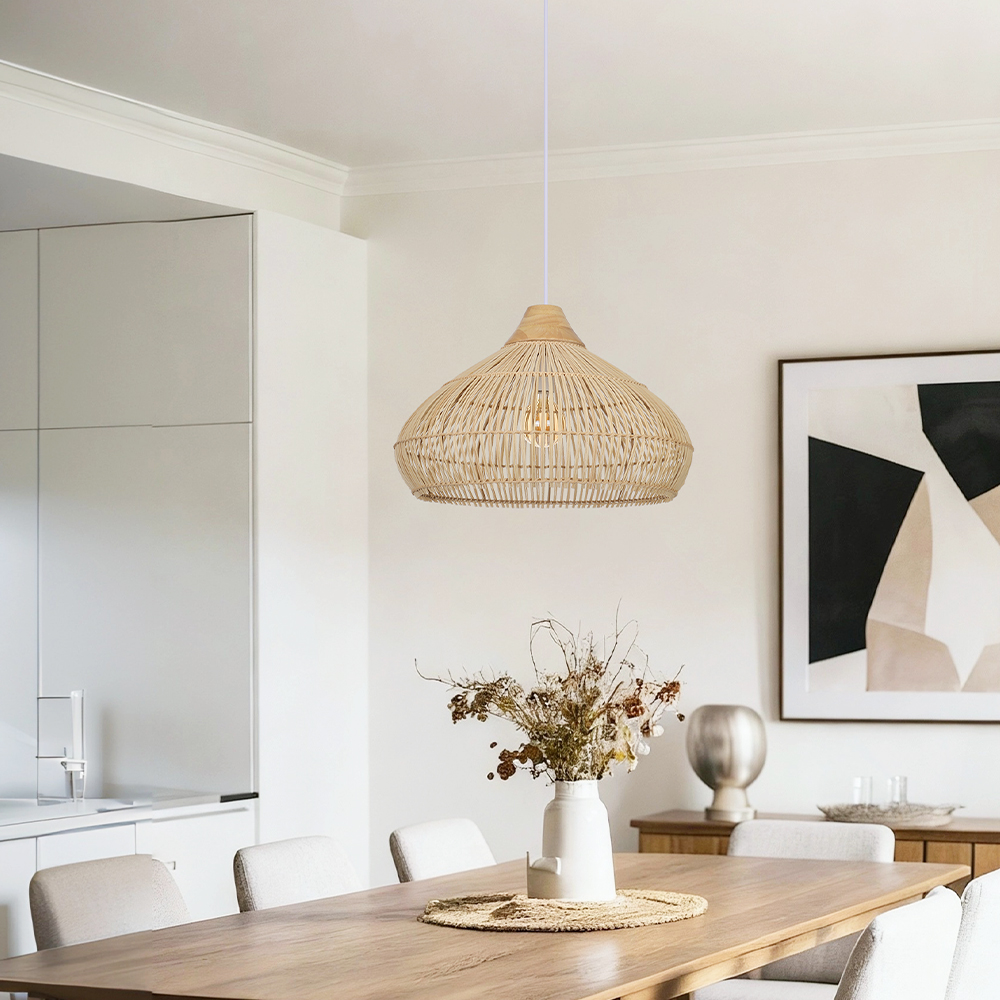 Bohemia rattan pendant light handmade ceiling light fixture for dining room kitchen