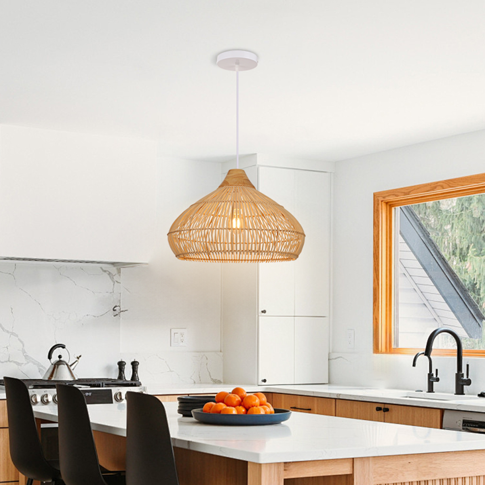 Bohemia rattan pendant light handmade ceiling light fixture for dining room kitchen