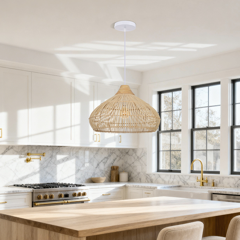 Bohemia rattan pendant light handmade ceiling light fixture for dining room kitchen