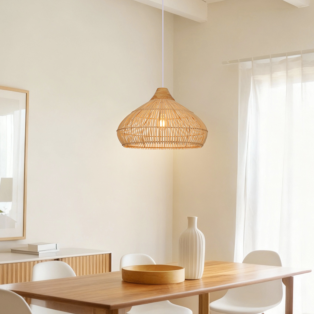 Bohemian Handmade Rattan Pendant Light Dining Room Ceiling Fixture