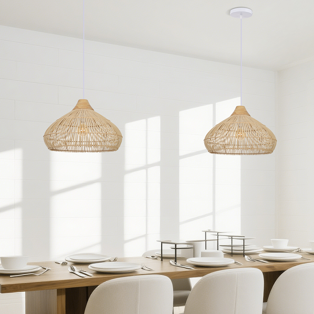 Bohemia rattan pendant light handmade ceiling light fixture for dining room kitchen