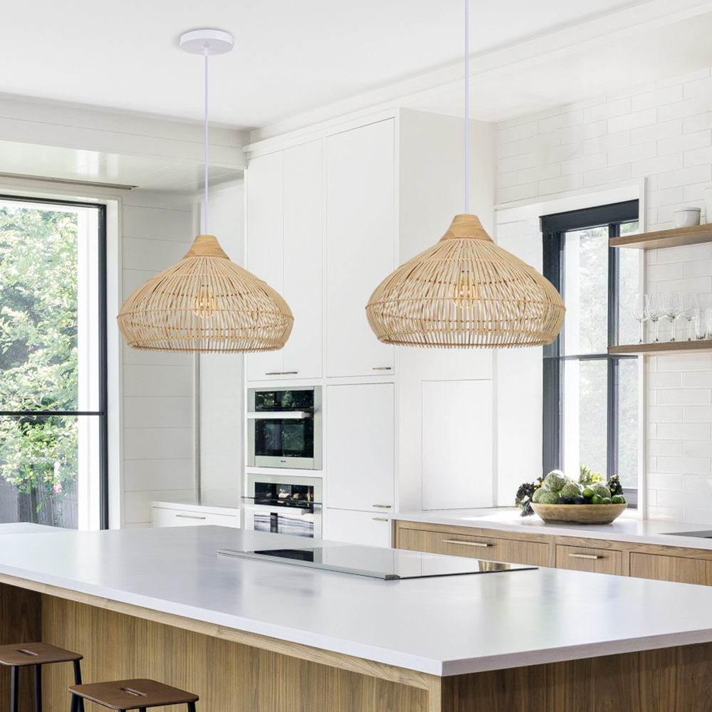 Bohemia rattan pendant light handmade ceiling light fixture for dining room kitchen