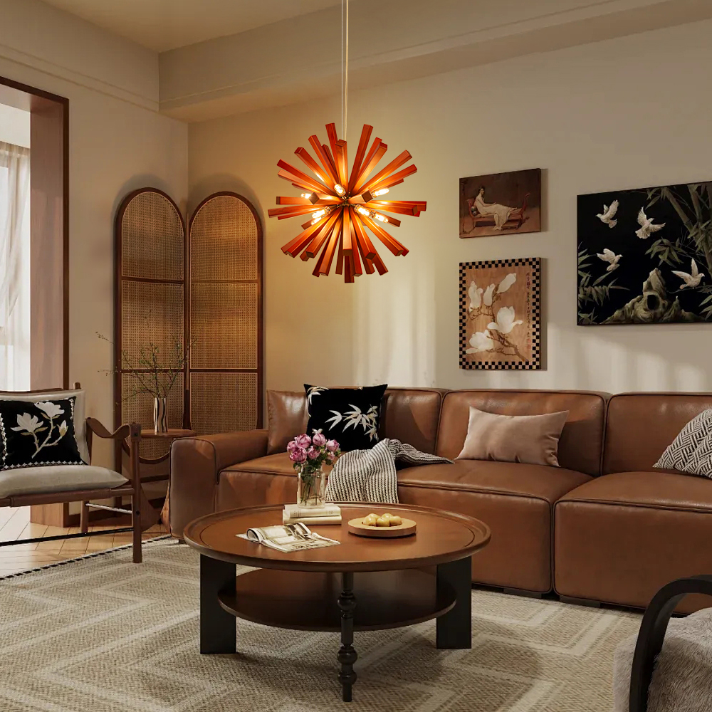Nordic Creative Solid Wood Flower Shaped Dandelion Pendant Lamp