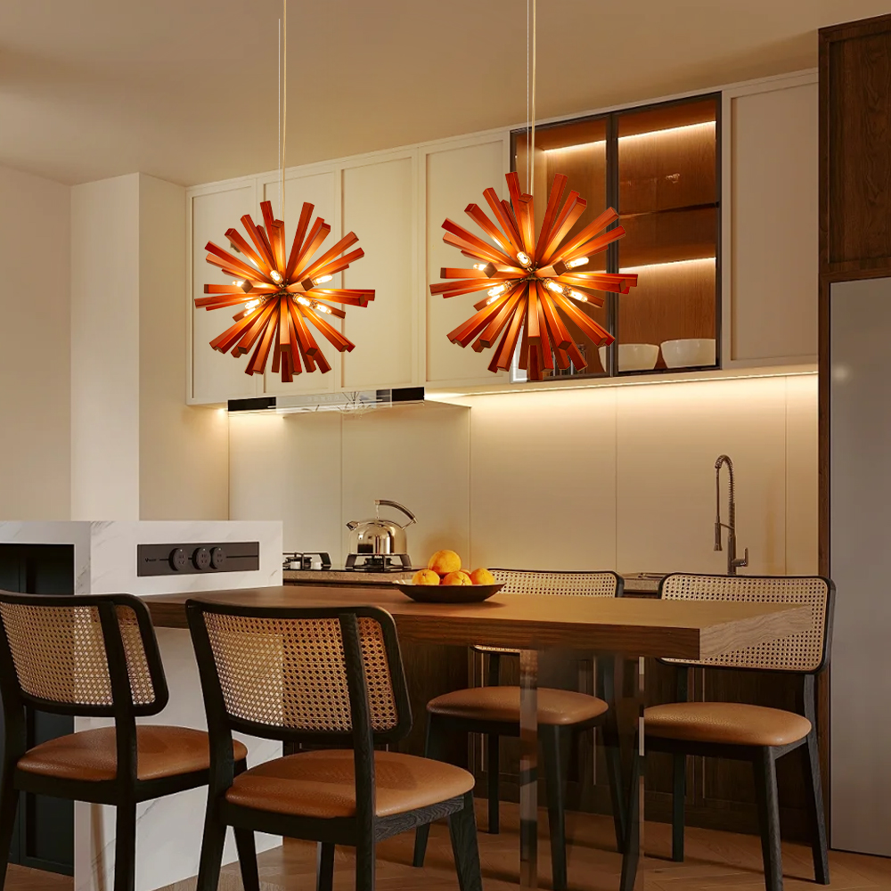 Nordic Creative Solid Wood Flower Shaped Dandelion Pendant Lamp