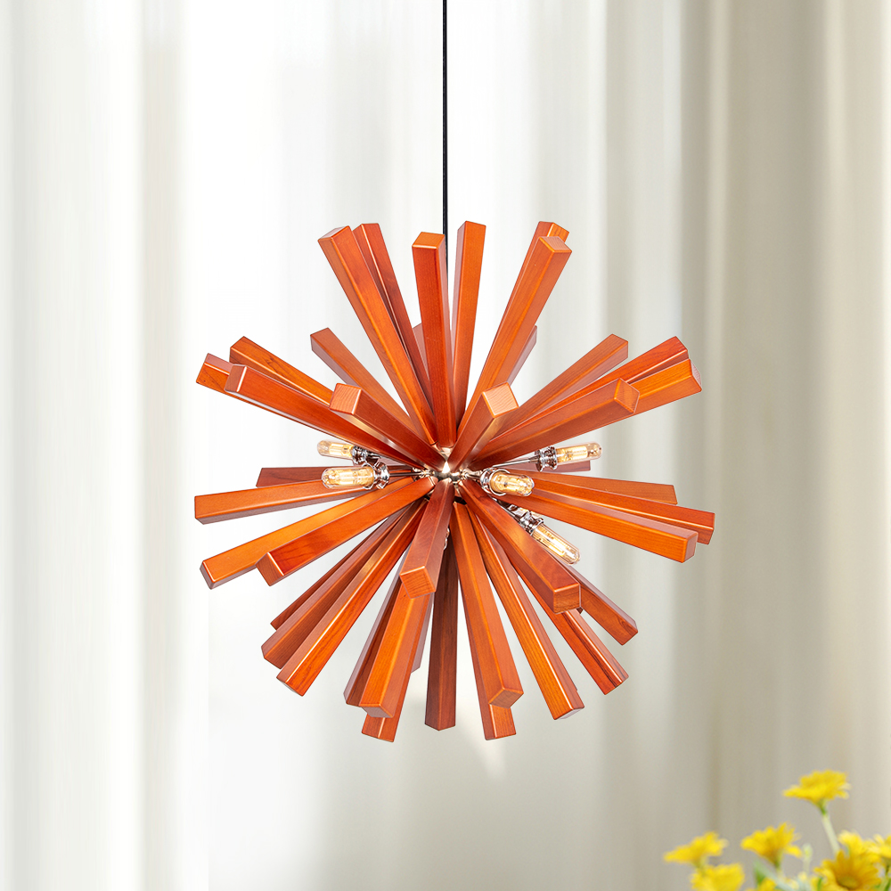 Nordic Creative Solid Wood Flower Shaped Dandelion Pendant Lamp