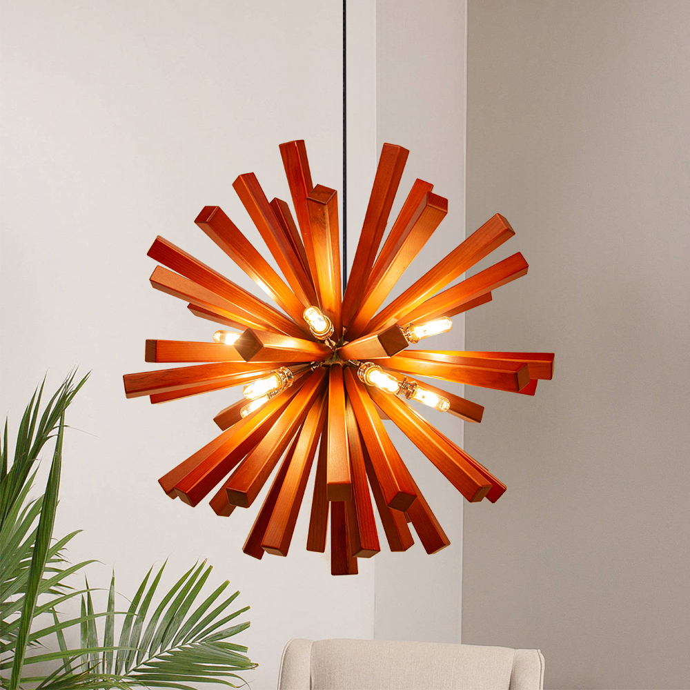 Nordic Creative Solid Wood Flower Shaped Dandelion Pendant