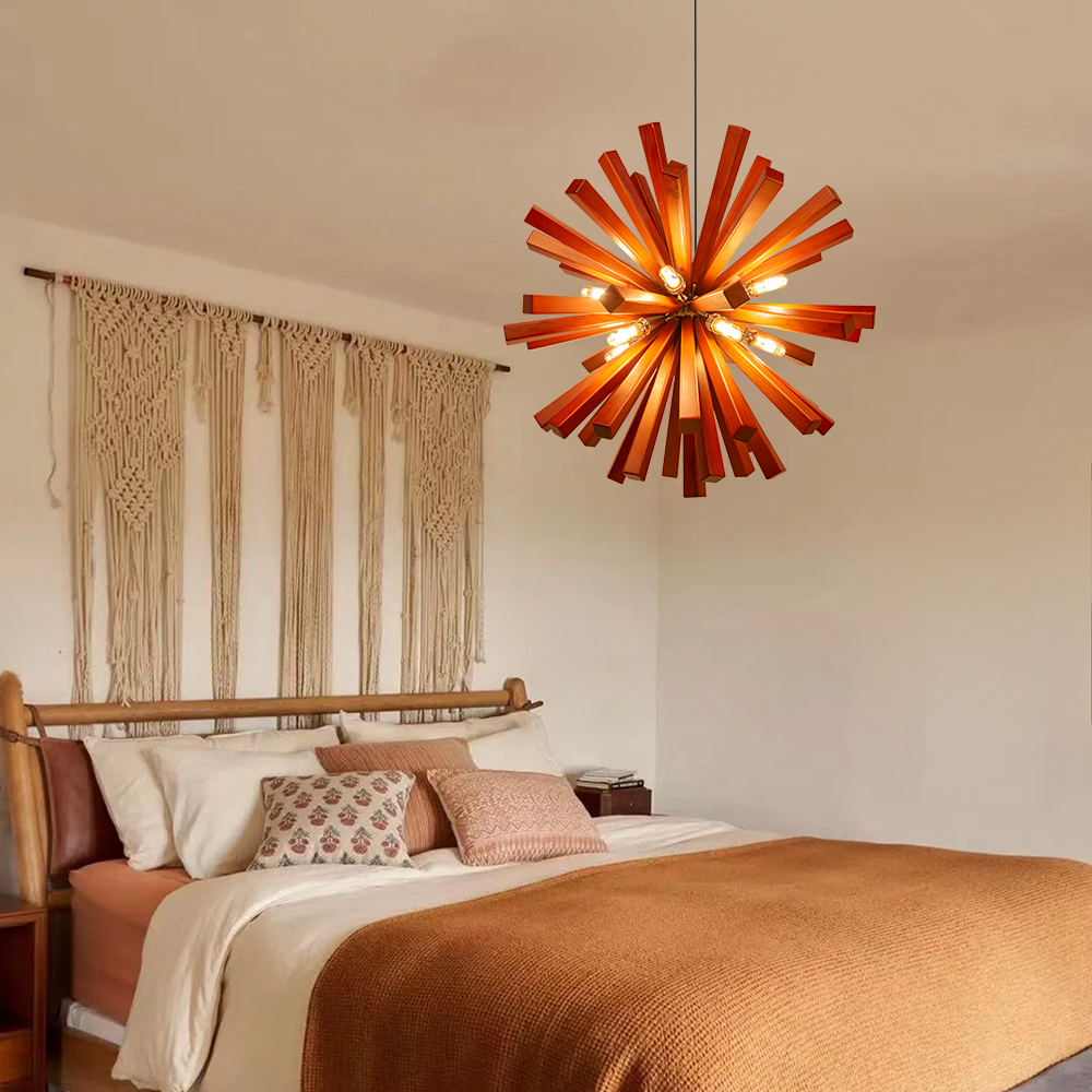 Nordic Creative Solid Wood Flower Shaped Dandelion Pendant Lamp
